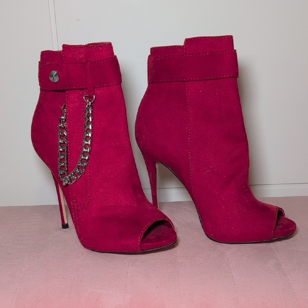 Elegant Red Stiletto Ankle Boots